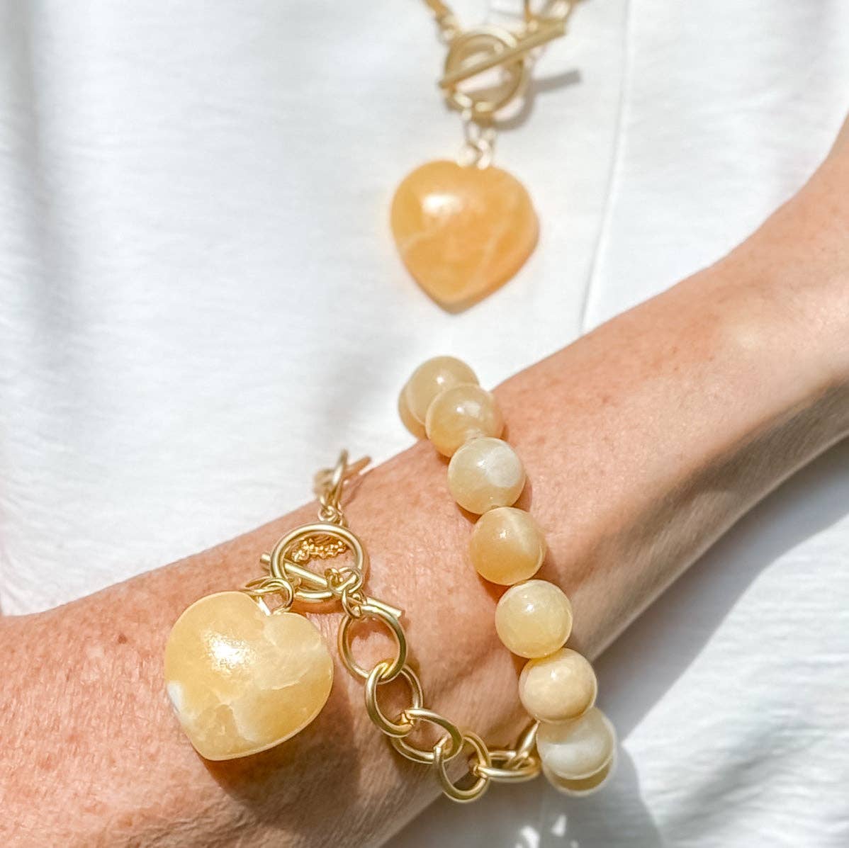 HEART & SOUL HONEYSUCKLE AGATE HEART NECKLACE