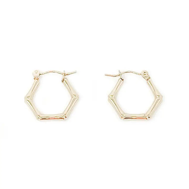NON-TARNISH GOLD FILLED SMALL BAMBOO HOOP EARRINGS