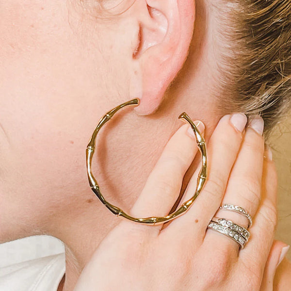 BAMBOO BRUSHED GOLD POWERBLESSING HOOP