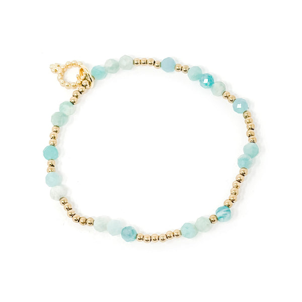 4MM NON-TARNISH GOLD FILLED MIXED AND FACETED AMAZONITE AND GOLD HEMATITE