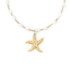 16"- 18" PEARL AND HEMATITE NECKLACE WITH GOLD STARFISH