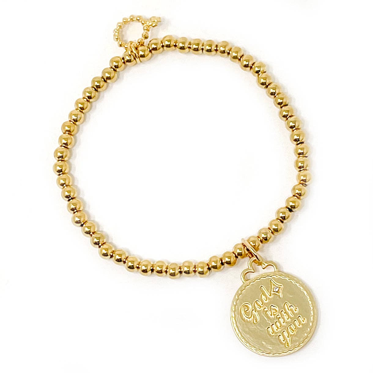 4MM WATER RESISTANT GOLD HEMATITE GOD IS WITH YOU