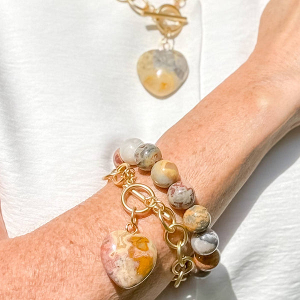 HEART & SOUL DESERT SAND AGATE HEART NECKLACE