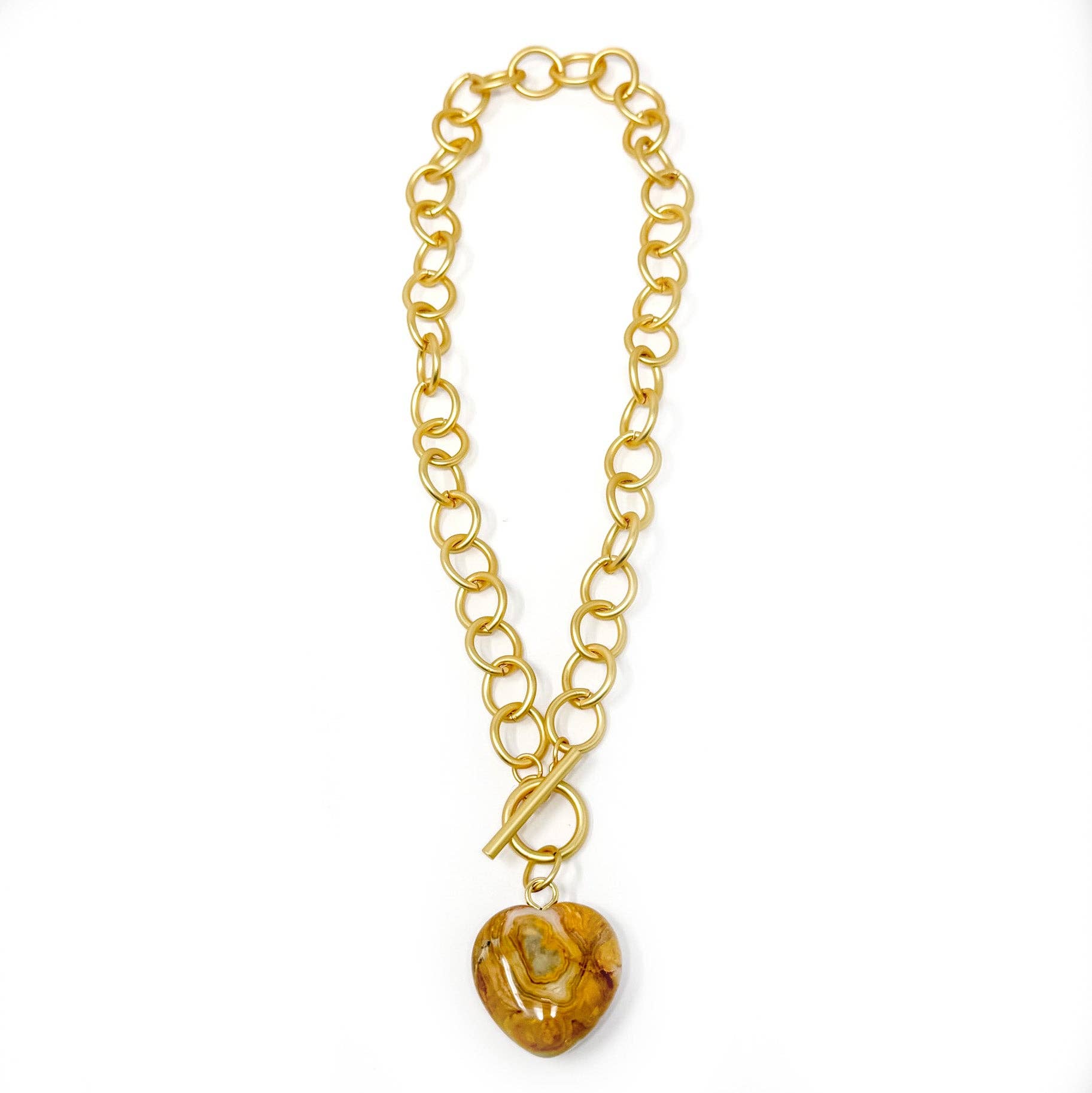 HEART & SOUL DESERT SAND AGATE HEART NECKLACE