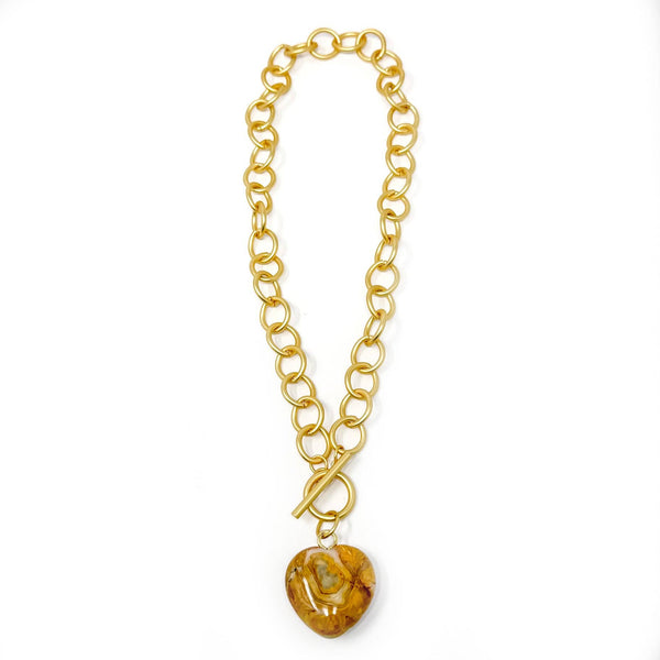 HEART & SOUL DESERT SAND AGATE HEART NECKLACE