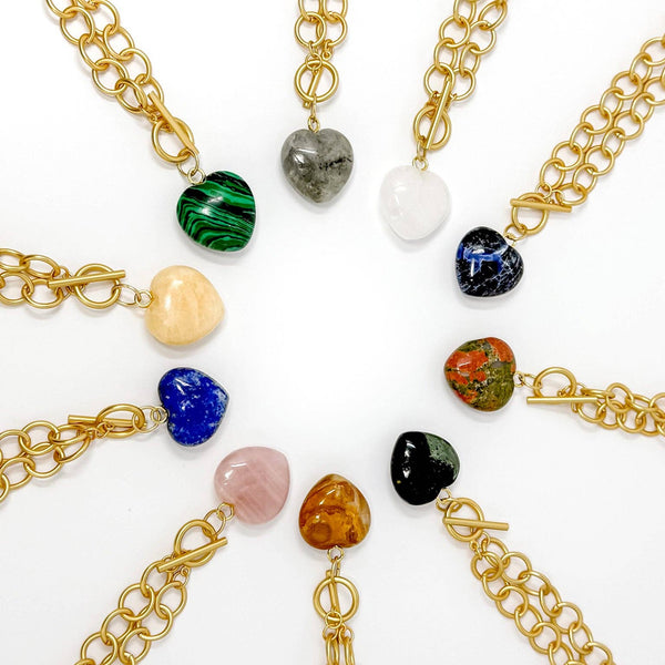 HEART & SOUL DESERT SAND AGATE HEART NECKLACE