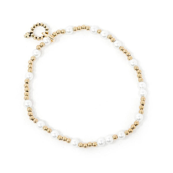 4MM NON-TARNISH GOLD FILLED MIXED PEARL AND GOLD HEMATITE: AVERAGE 7"