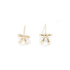 NON-TARNISH GOLD FILLED BOW ACCENT PEARL DROP EARRINGS