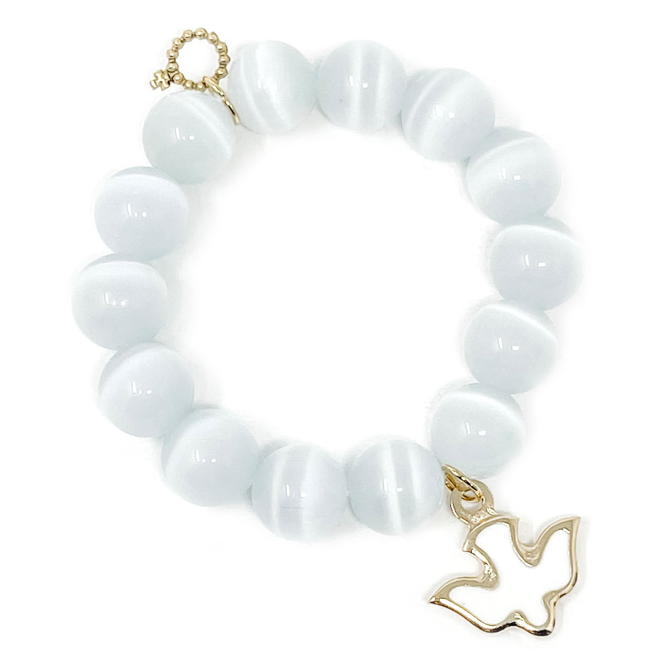 WHITE CALCITE WITH WHITE ENAMELED DOVE OF PEACE