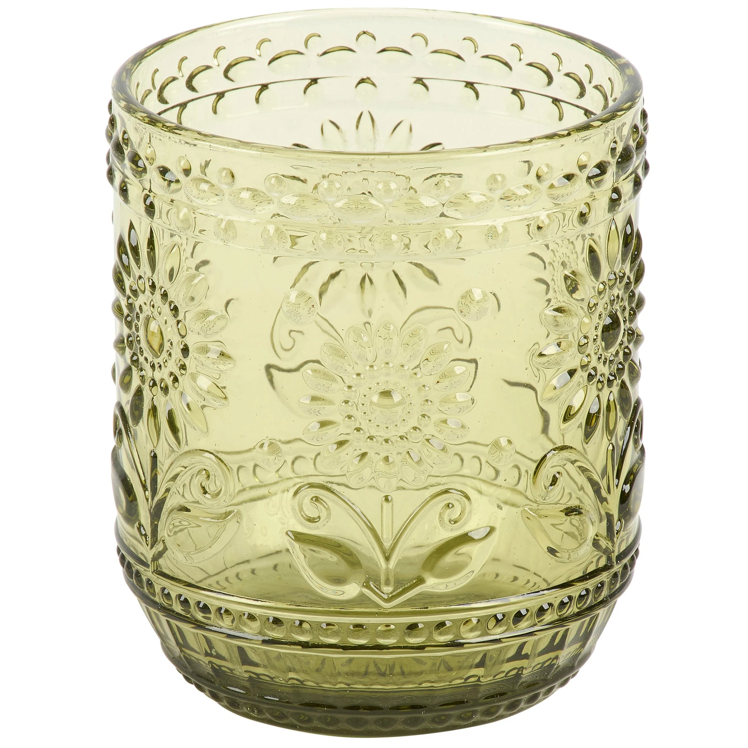EMBOSSED FLOWER DRINKING GLASS