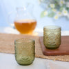 EMBOSSED FLOWER DRINKING GLASS