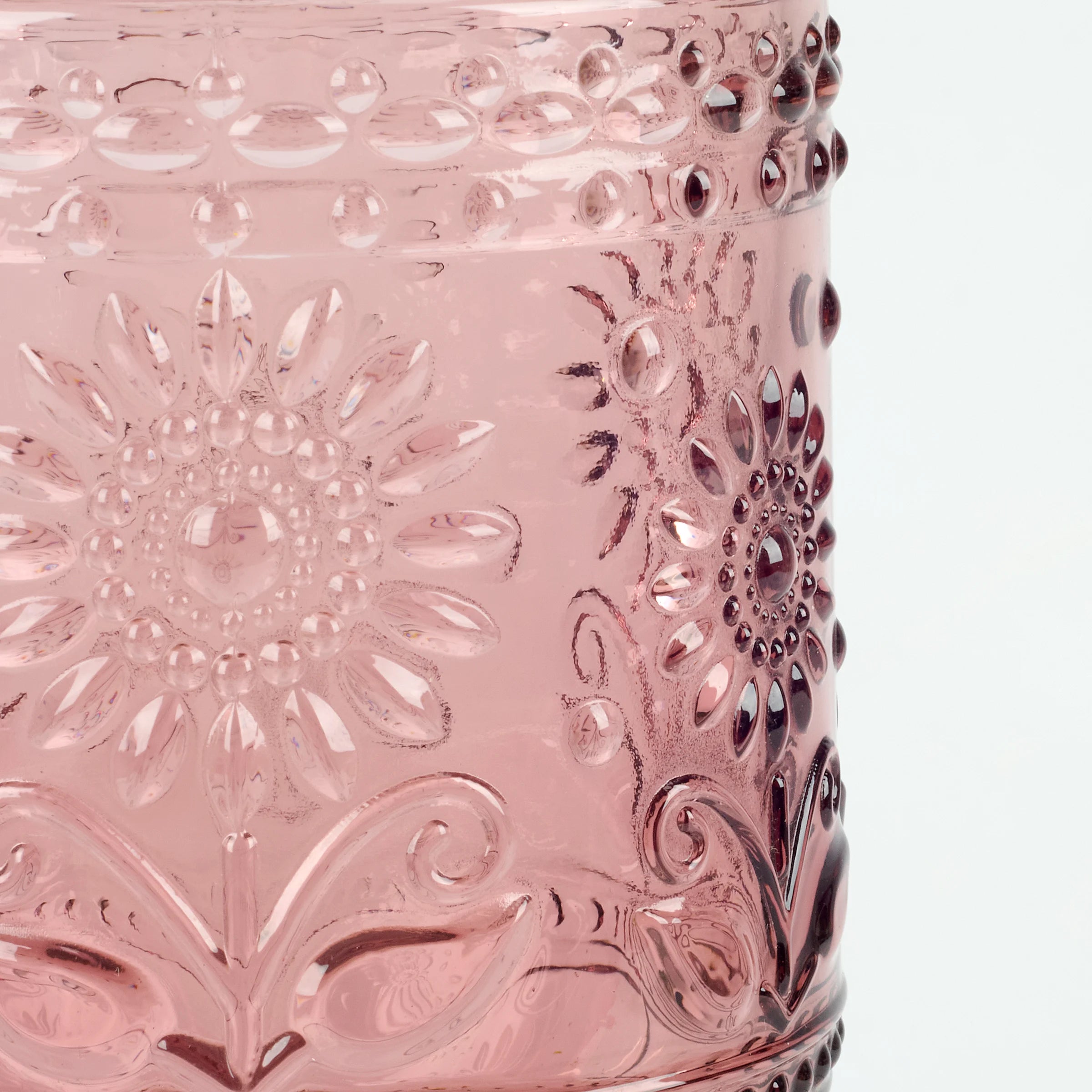 EMBOSSED FLOWER DRINKING GLASS