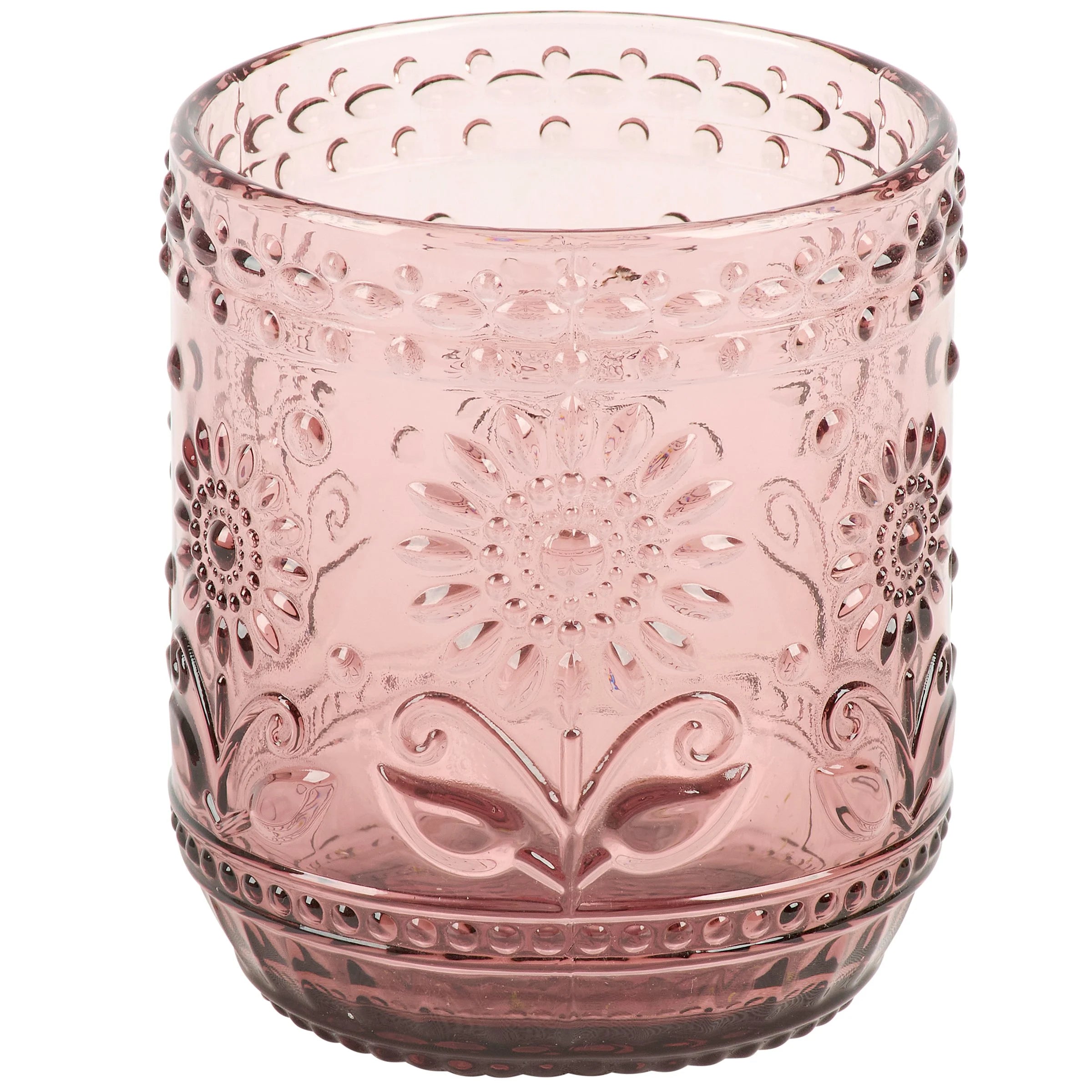 EMBOSSED FLOWER DRINKING GLASS