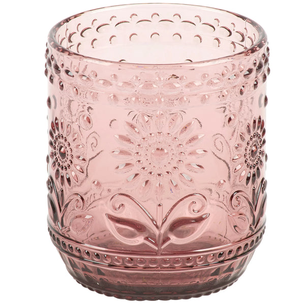 EMBOSSED FLOWER DRINKING GLASS