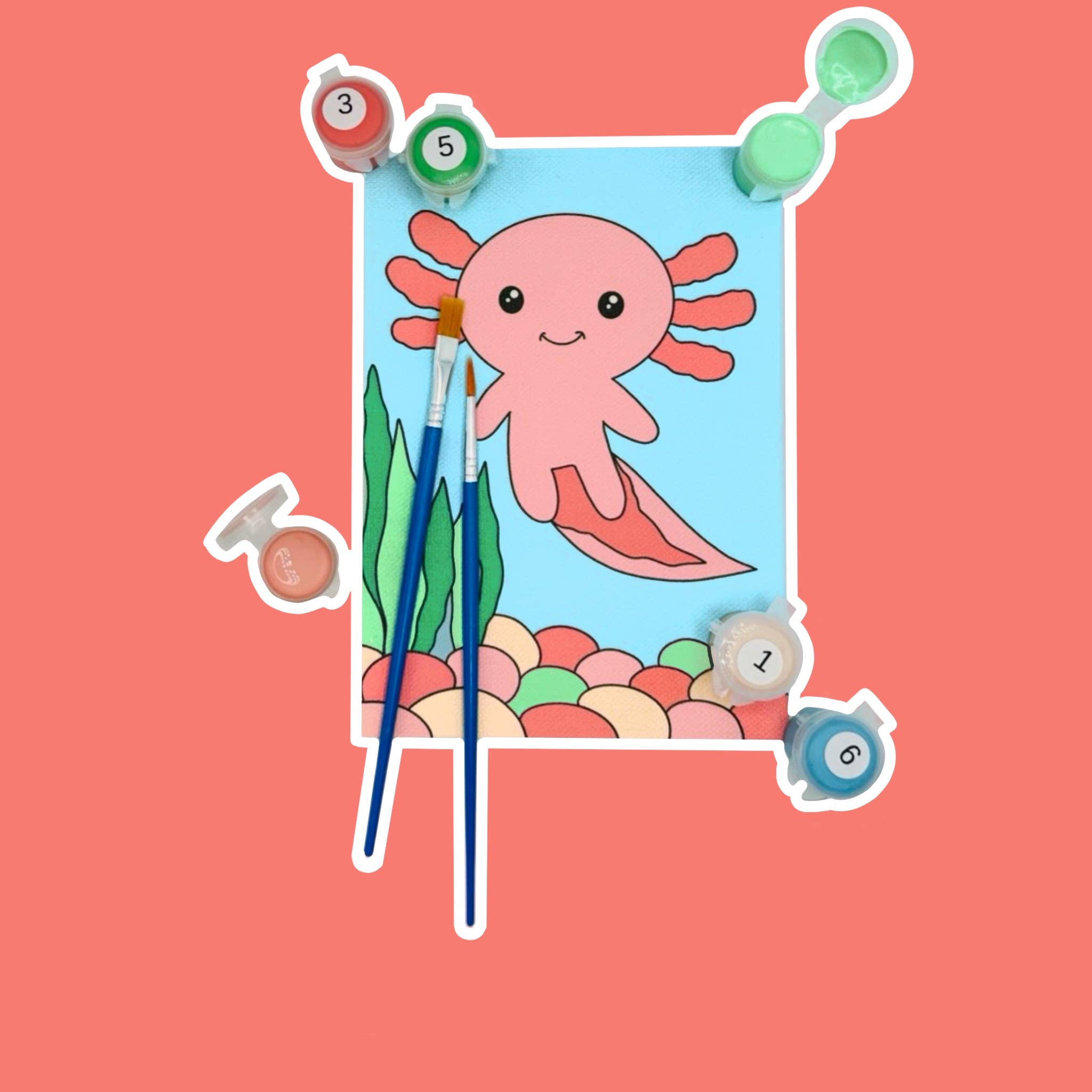 AXOLOTL - MINI PAINT BY NUMBER KIT (5X7)
