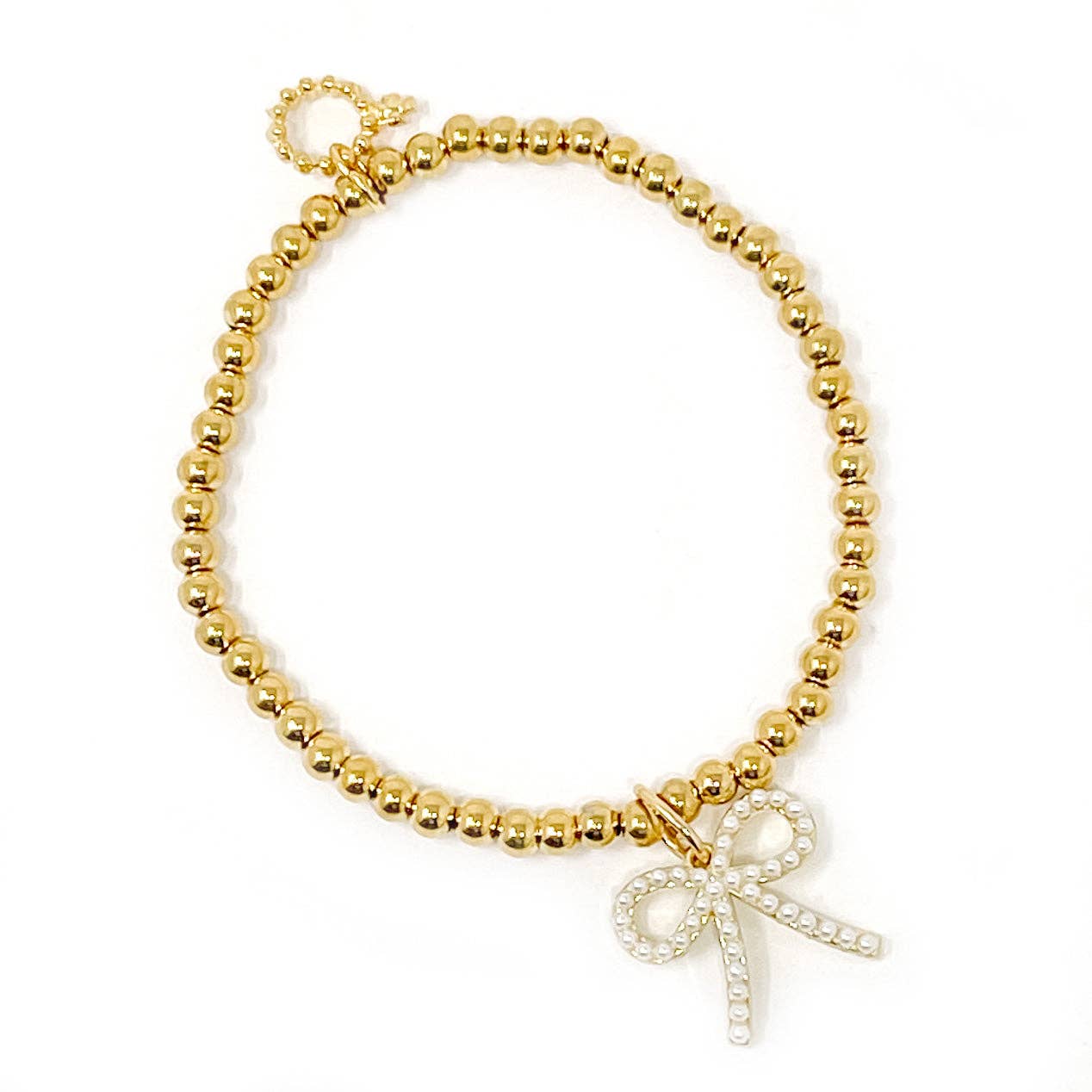4MM WATER RESISTANT HEMATITE PETITE PEARL BOW