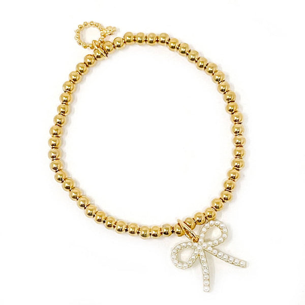 4MM WATER RESISTANT HEMATITE PETITE PEARL BOW