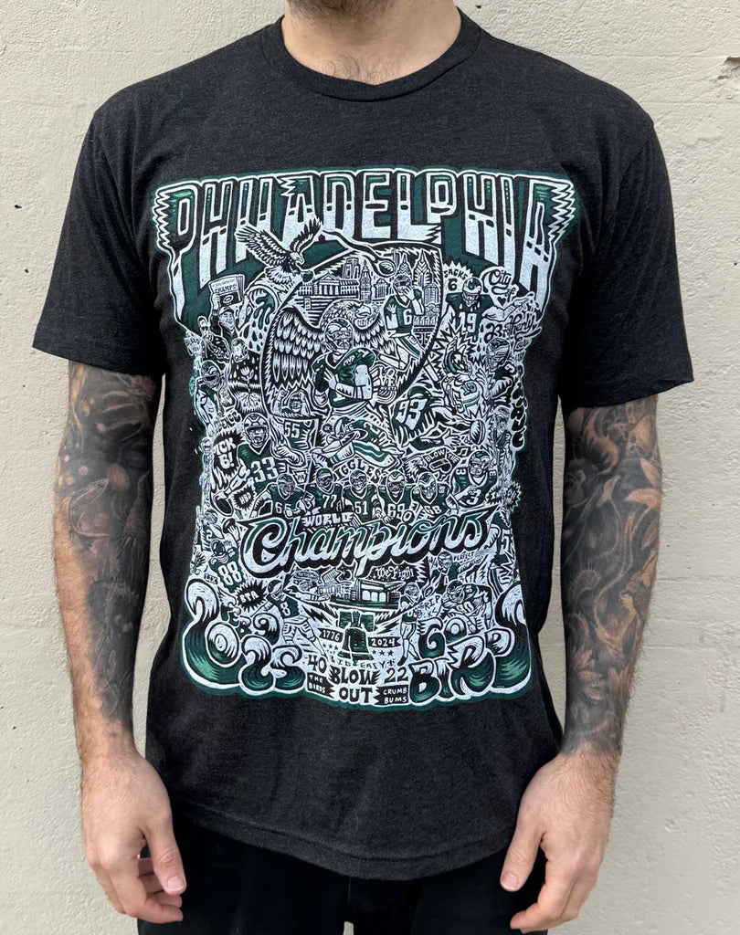 WORLD CHAMPIONS EAGLES BLACK UNISEX TEE