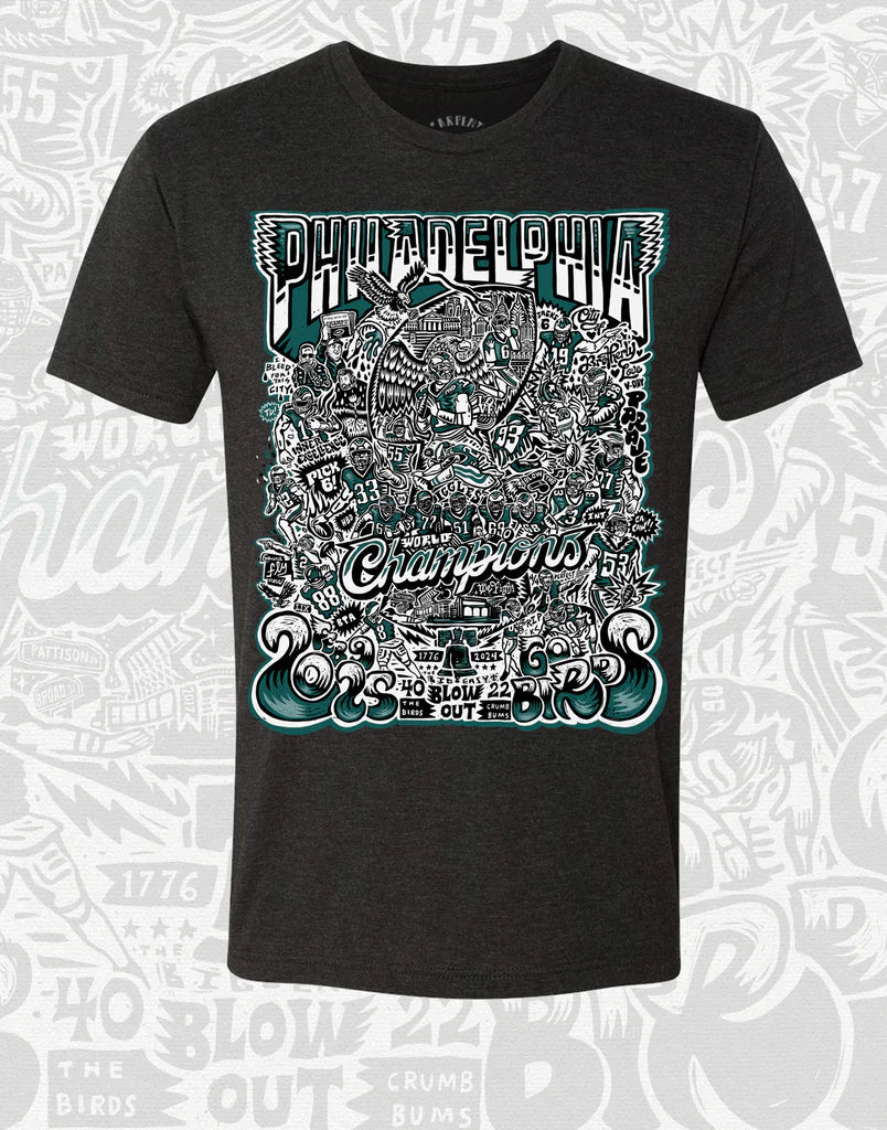 WORLD CHAMPIONS EAGLES BLACK UNISEX TEE