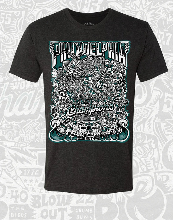 WORLD CHAMPIONS EAGLES BLACK UNISEX TEE