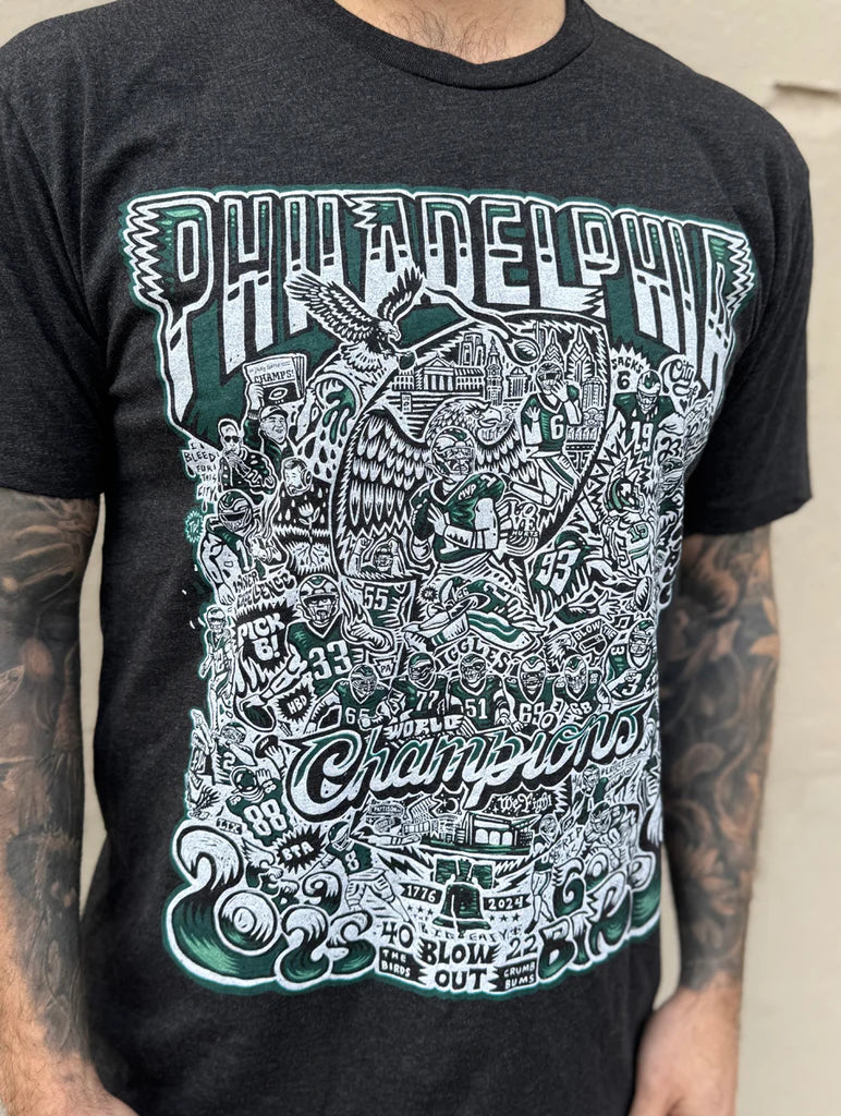 WORLD CHAMPIONS EAGLES BLACK UNISEX TEE