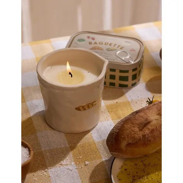 BISTRO 8 OZ WHITE CERAMIC CANDLE | FRENCH BAGUETTE