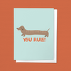 YOU RULE! DACHSHUND DOG RULER GRADUATION CONGRATULATIONS GREETING CARD