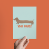 YOU RULE! DACHSHUND DOG RULER GRADUATION CONGRATULATIONS GREETING CARD