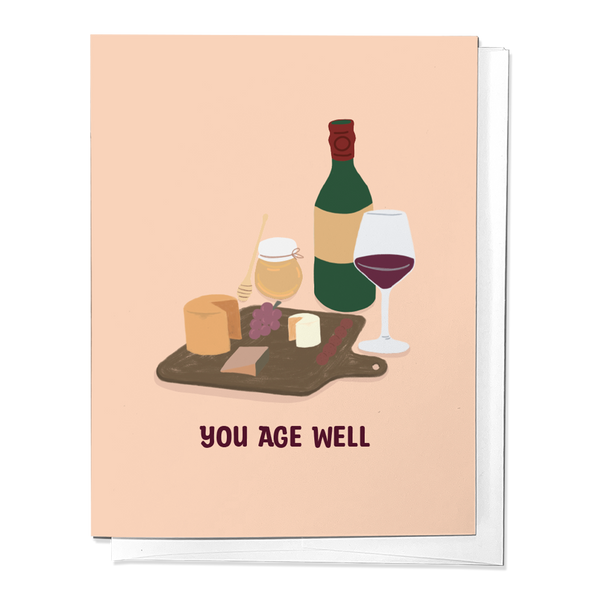 YOU AGE WELL WINE CHEESE CHARCUTERIE FUN BIRTHDAY GREETING CARD