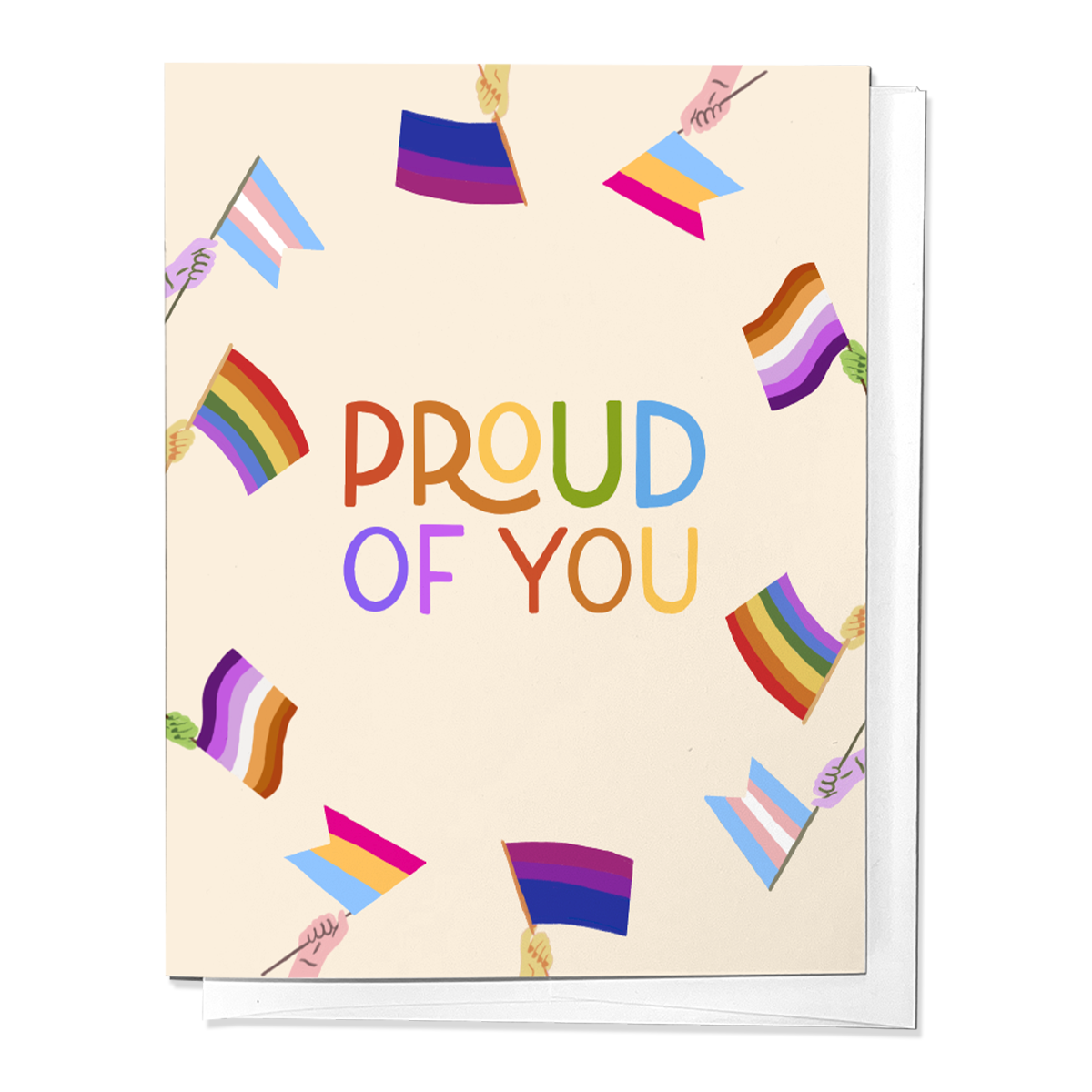 PROUD OF YOU, PRIDE FLAGS CONGRATULATIONS GREETING CARD