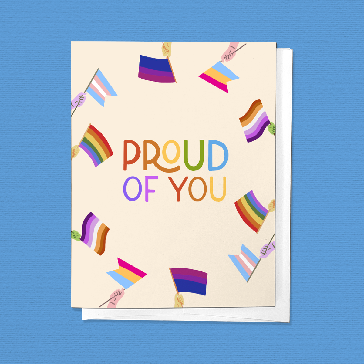 PROUD OF YOU, PRIDE FLAGS CONGRATULATIONS GREETING CARD