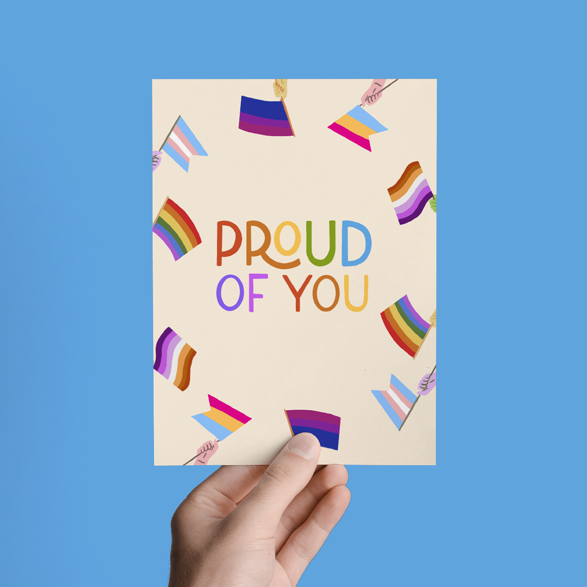 PROUD OF YOU, PRIDE FLAGS CONGRATULATIONS GREETING CARD