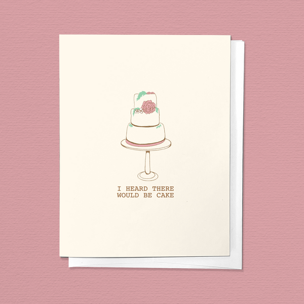 I HEARD THERE WAS CAKE CONGRATULATIONS WEDDING GREETING CARD