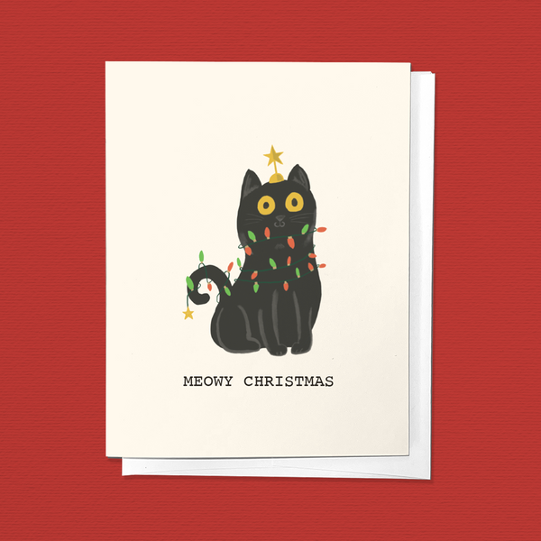 HAVE A MEOWY CHRISTMAS HOLIDAY CAT KITTEN GREETING CARD