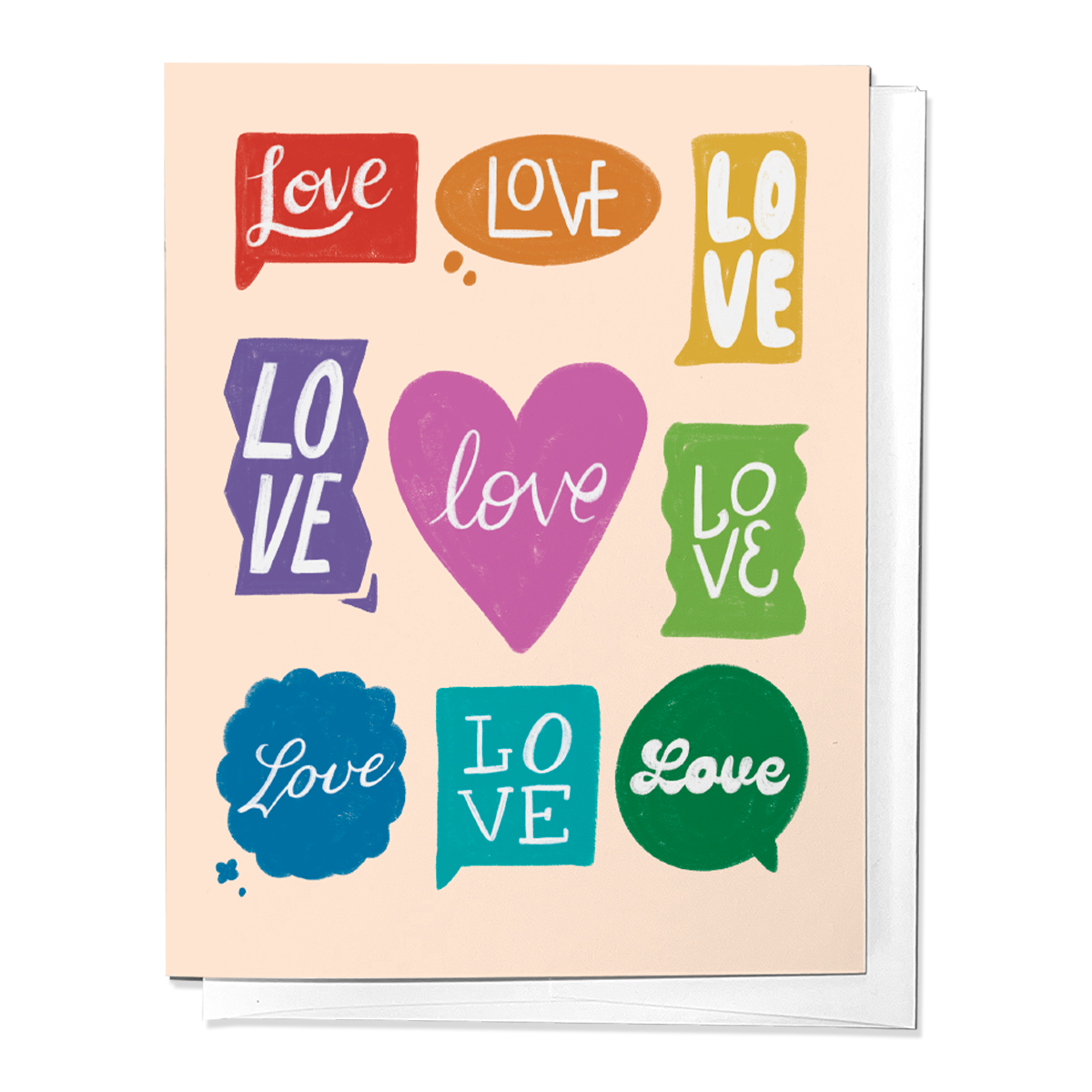 SPREADING LOVE, PRIDE AND PROUD RAINBOW GREETING CARD