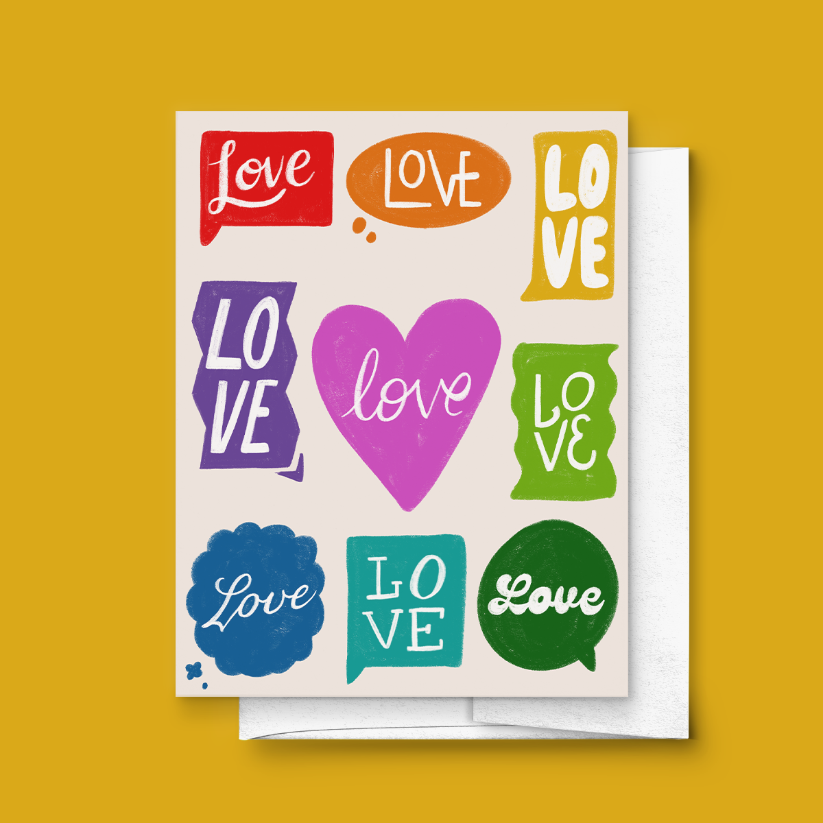 SPREADING LOVE, PRIDE AND PROUD RAINBOW GREETING CARD