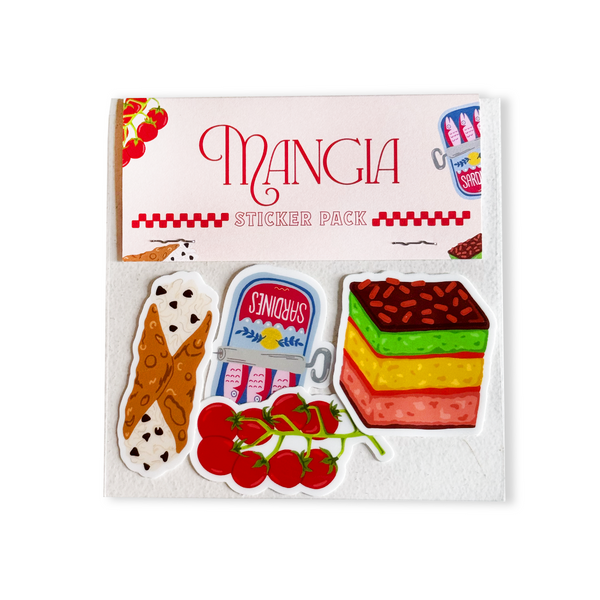 ITALIAN FOODS STICKER PACK, 4 VINYL STICKERS