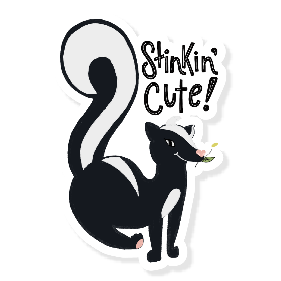 STINKIN' CUTE SKUNK VINYL STICKER
