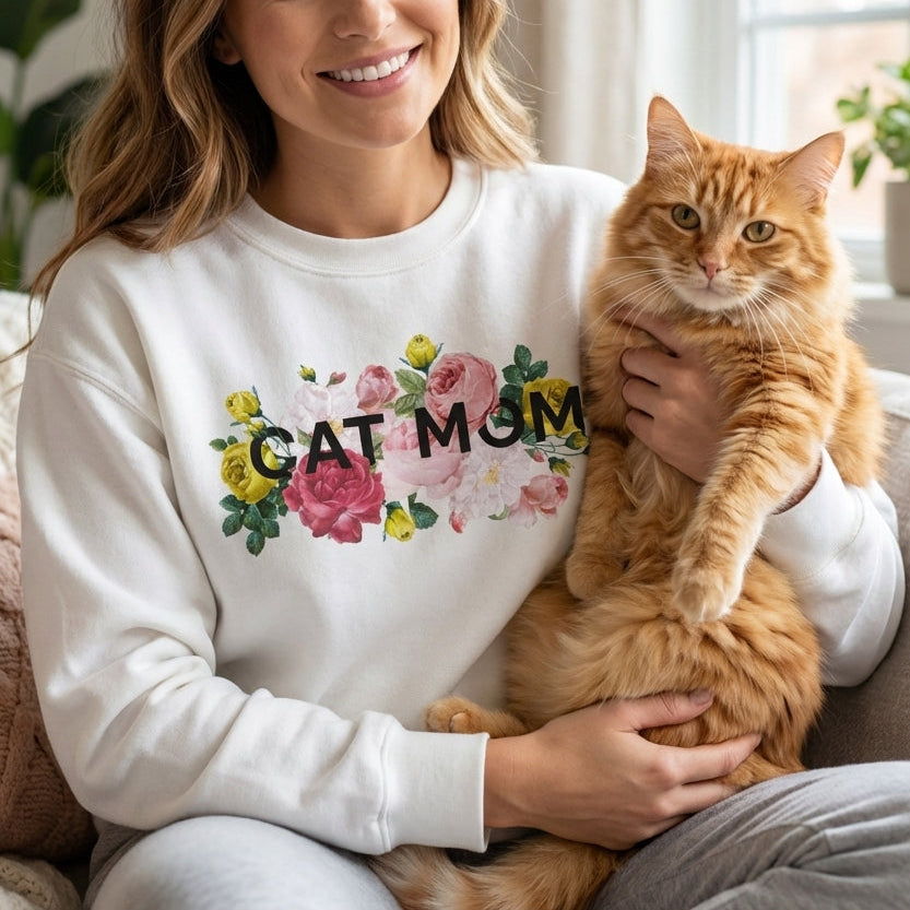 FLORAL PET MOM CREW SWEATSHIRT