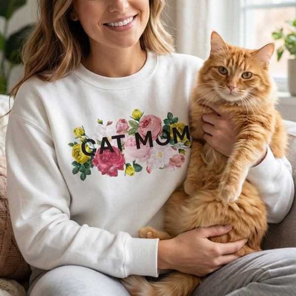 FLORAL PET MOM CREW SWEATSHIRT