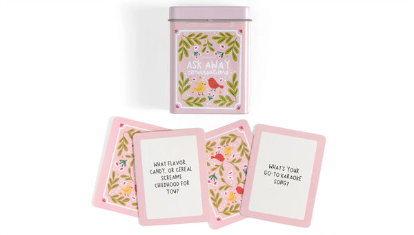 ASK AWAY CONVERSATION CARDS - DECK OF CARDS + STORAGE TIN