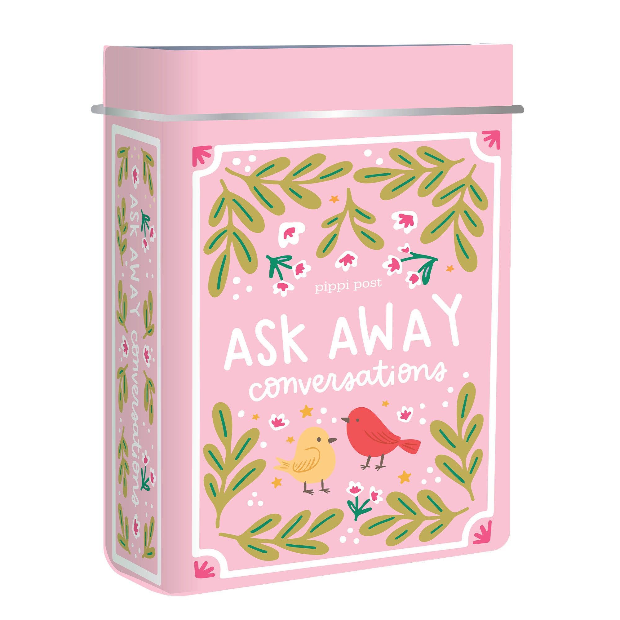 ASK AWAY CONVERSATION CARDS - DECK OF CARDS + STORAGE TIN