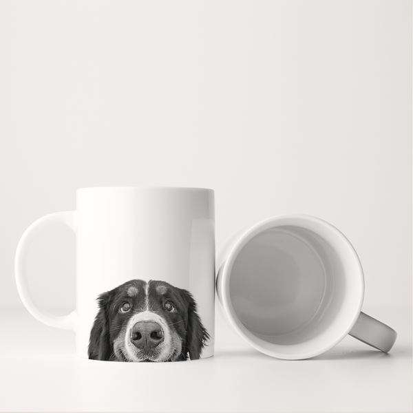 PEEKING BERNESE MOUNTAIN DOG MUG