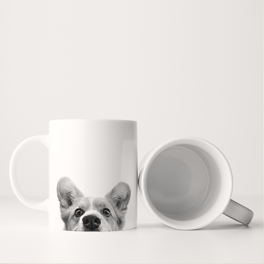 PEEKING CORGI MUG