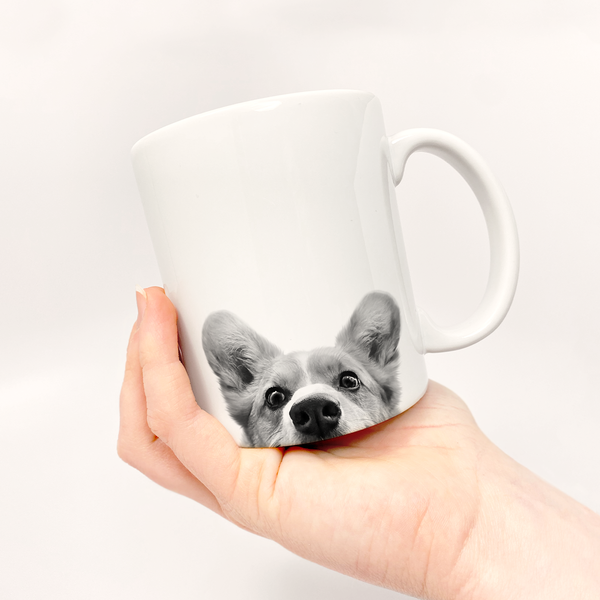 PEEKING CORGI MUG