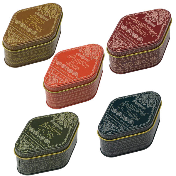STATION 3.5 OZ ORANGE BANDANA PATTERNED TIN - PUMPKIN SPICE