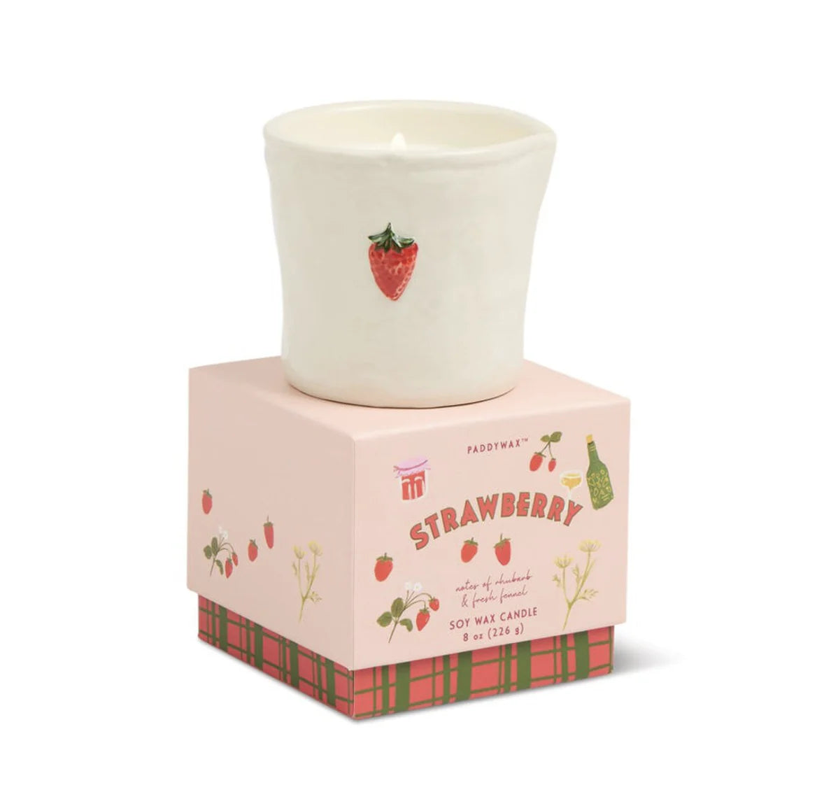8 OZ BISTRO CERAMIC WITH EMBOSSED STRAWBERRY & PRINTED BOX - STRAWBERRY