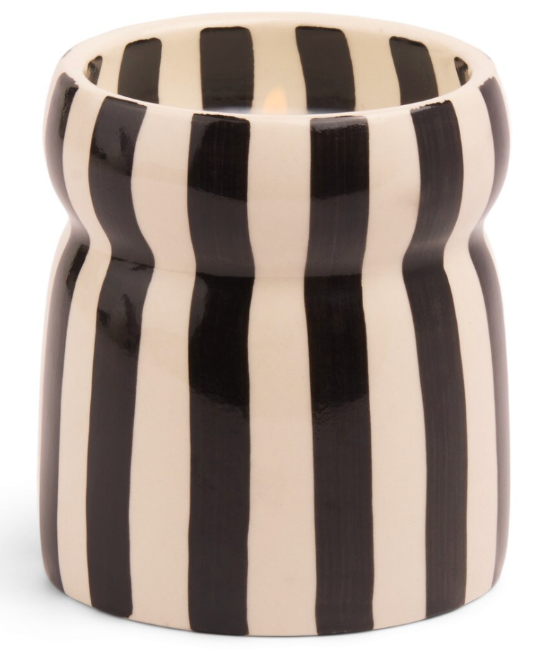 CABANA 6.5 OZ BLACK STRIPED HAND PAINTED - LAVA STONE