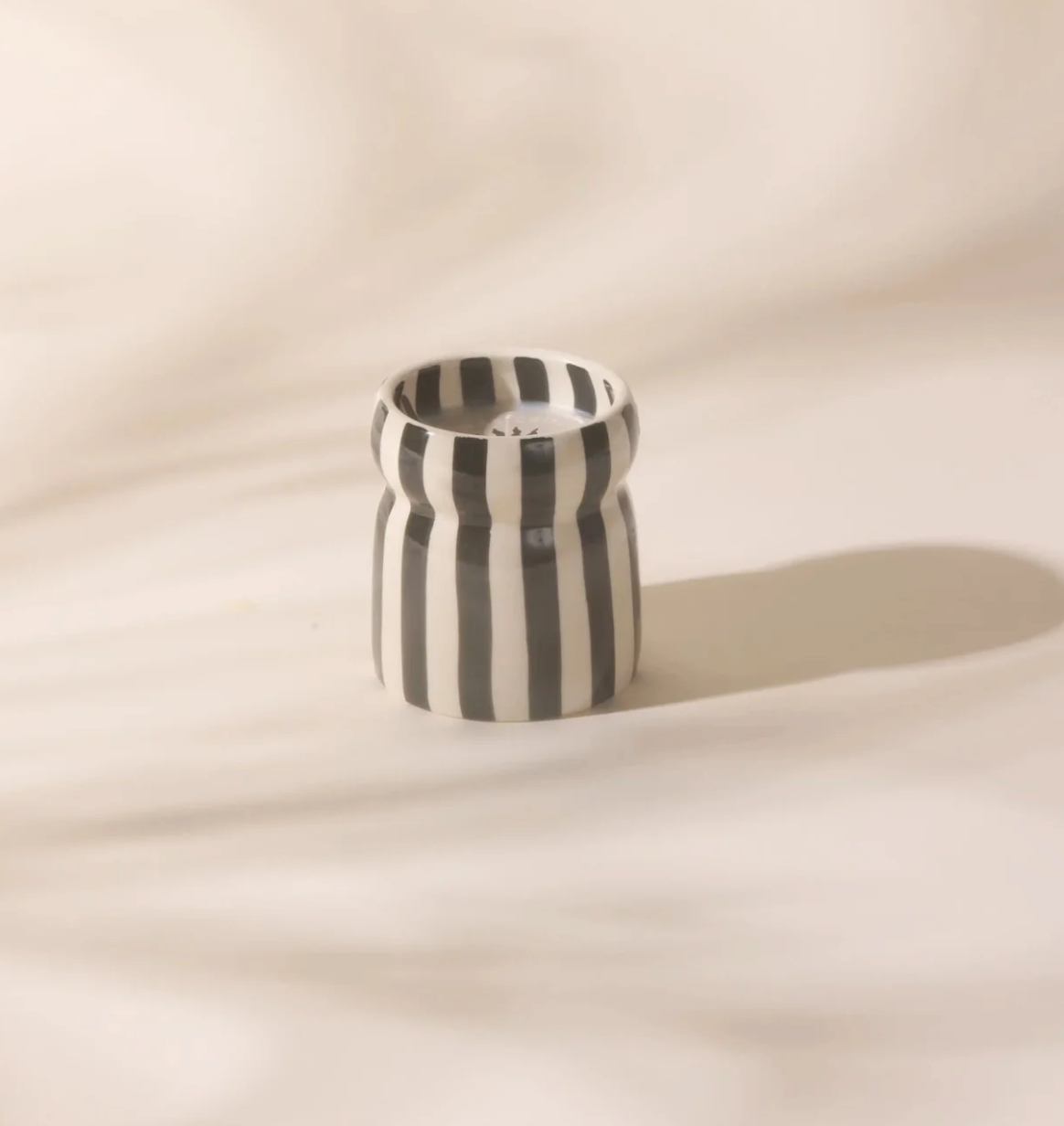 CABANA 6.5 OZ BLACK STRIPED HAND PAINTED - LAVA STONE