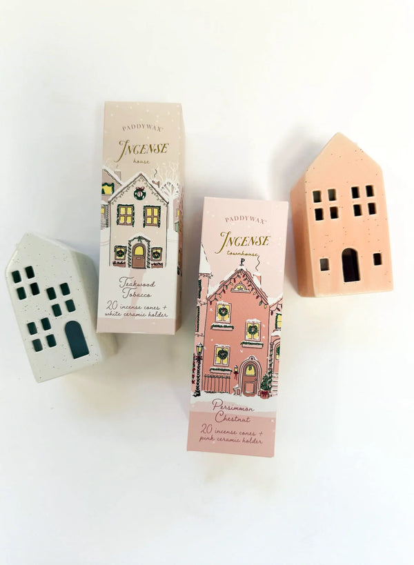 HOLIDAY TOWN INCENSE CONE HOLDER - TEAKWOOD TOBACCO